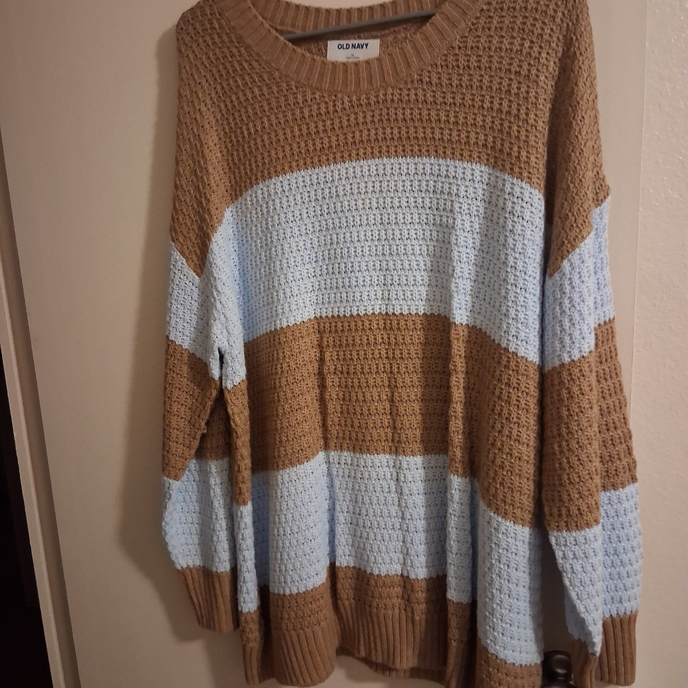 Old Navy Women's Sweater - Tan and Light Blue